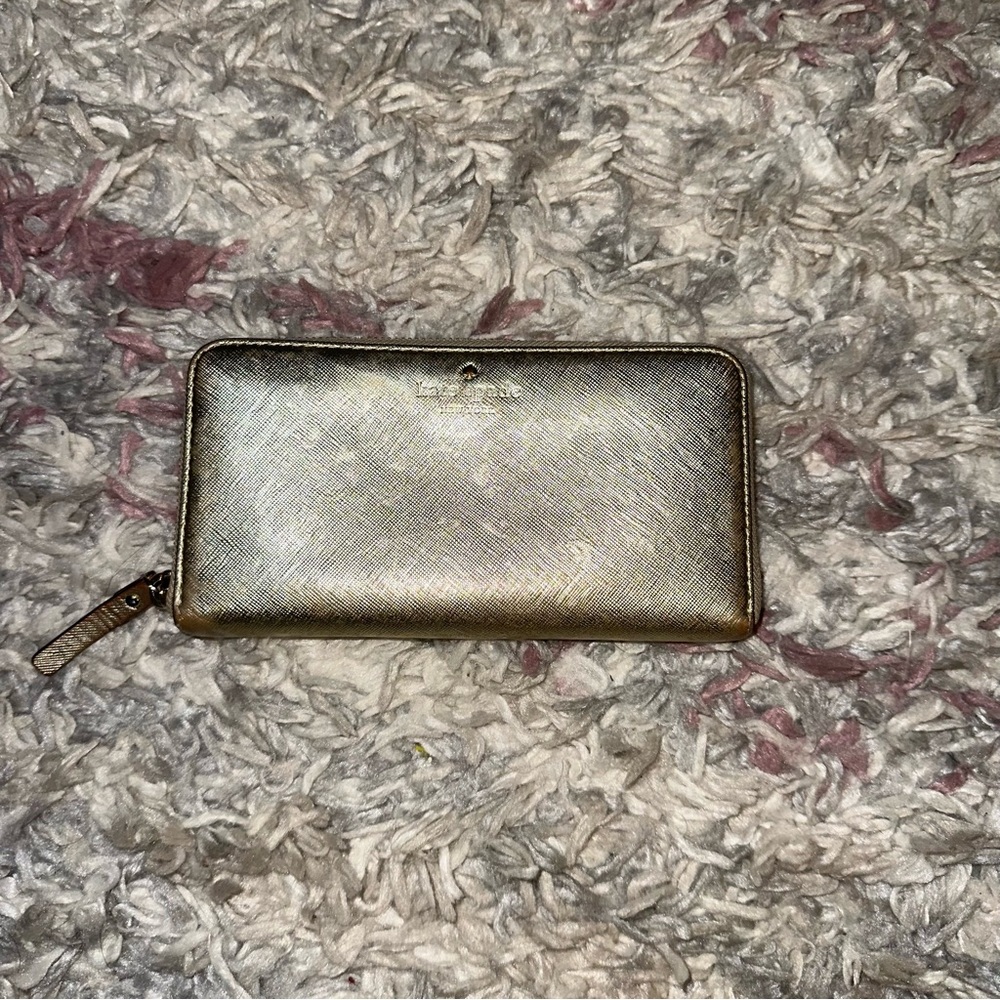Kate Spade gold Saffiano leather wallet